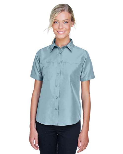 Harriton Women's Key West Short Sleeve Performance Staff Shirt - Harriton M580W Cloud Blue XS