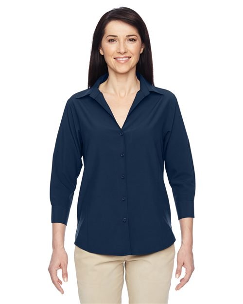 Harriton Women's Paradise Three - Quarter Pullover Sleeve Performance Shirt - Harriton M610W Navy XS
