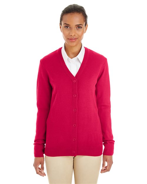 Harriton Women's Pilbloc V - Neck Button Cardigan Sweater - Harriton M425W Black XS