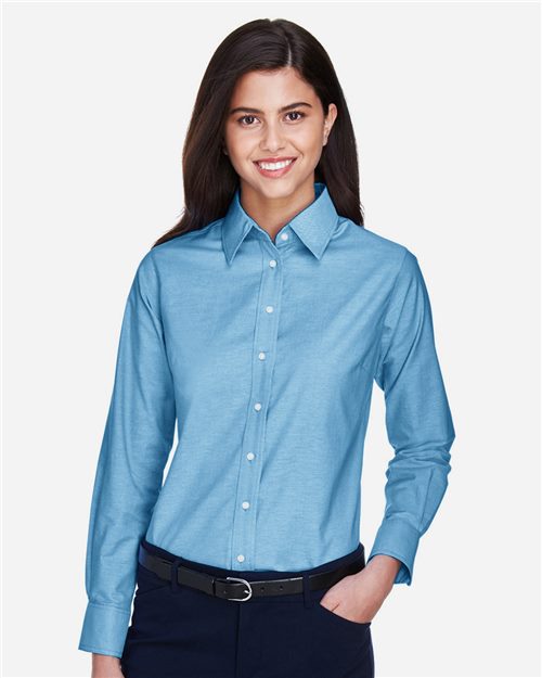 Harriton Women's Stain - Release Short Sleeve Oxford Shirt - Harriton M600SW Light Blue S