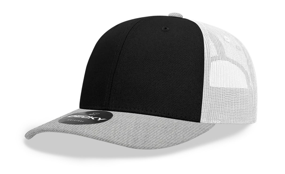 Decky 6 Panel Mid Profile Structured Cotton Blend Trucker | Decky 6021