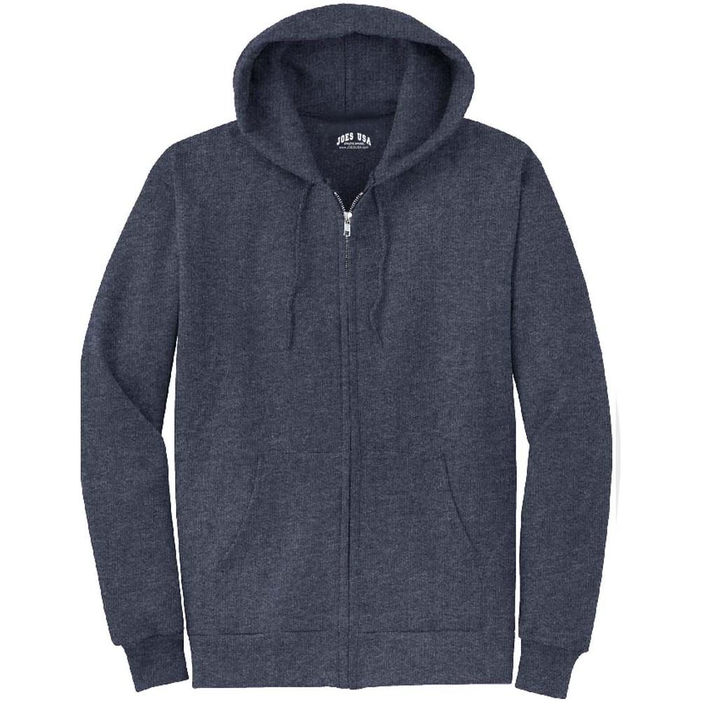 Wholesale Mens Heavy Blend Full-Zip Hooded Sweatshirt-HeatherNavy Sweatshirts/Fleece Joe's USA Heather Navy S
