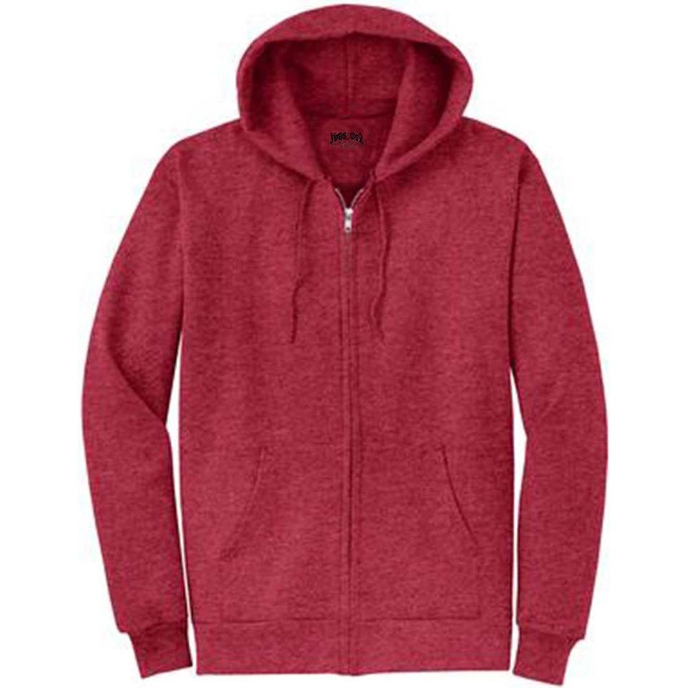 Joe's USA Men's Full Zipper Hoodies - Hooded Sweatshirts in 28 Colors. Sizes S-5XL-HeatherRed Sweatshirts/Fleece Joe's USA Heather Red S