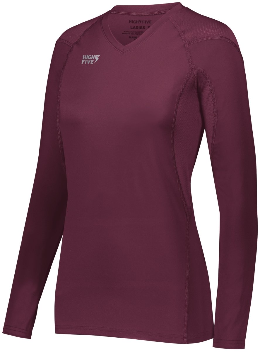 HighFive Girls TruHit Long Sleeve Jersey 342213 MAROON (HLW) S