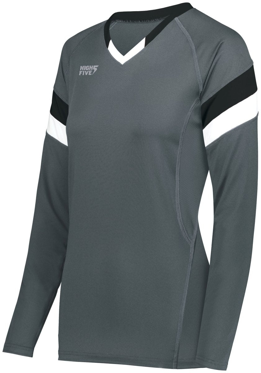 HighFive Girls TruHit Tri - Color Long Sleeve Jersey 342243 GRAPHITE/BLACK/WHITE S