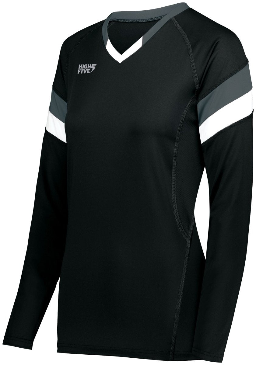 HighFive Ladies TruHit Tri - Color Long Sleeve Jersey 342242 BLACK/GRAPHITE/WHITE S