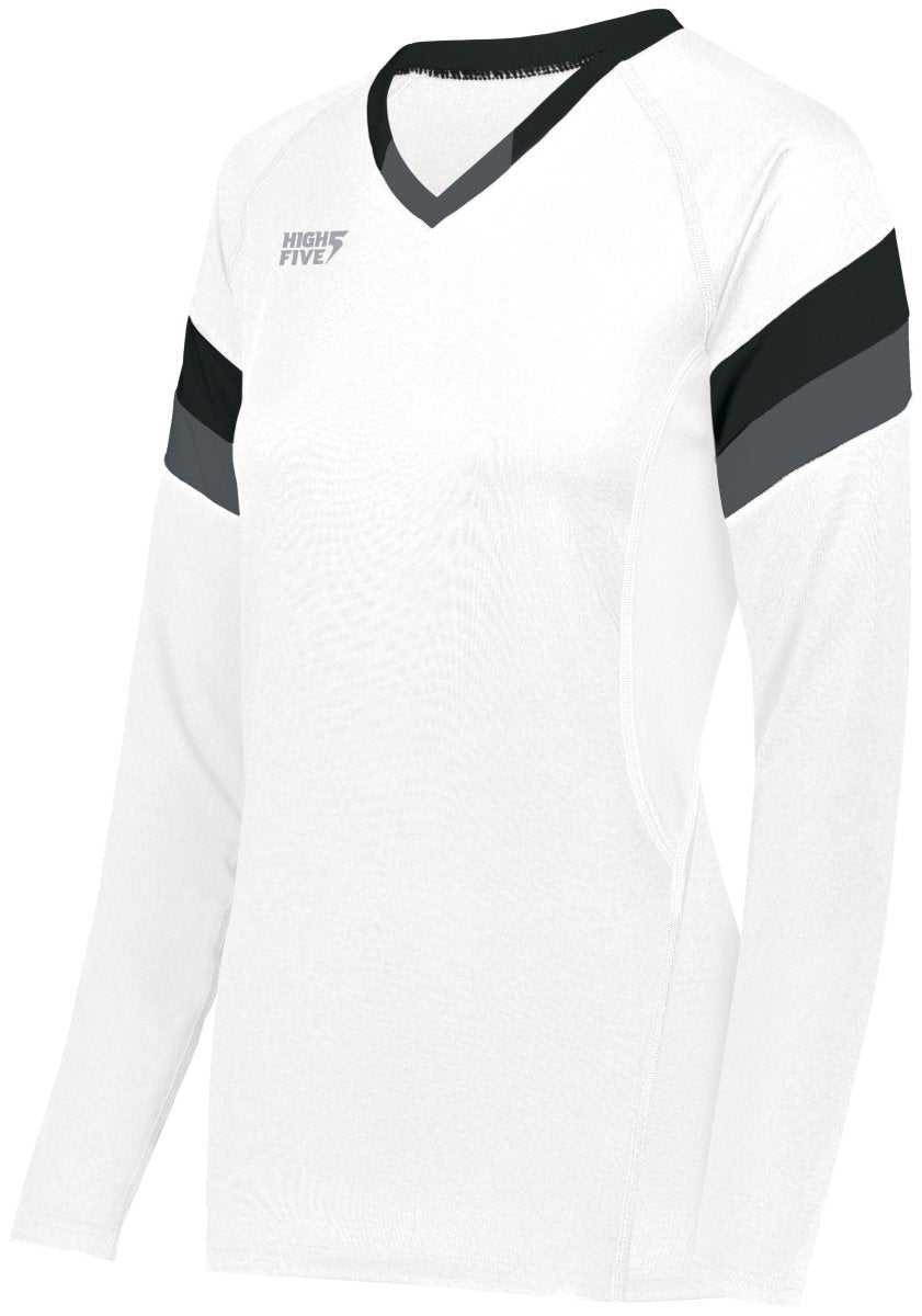 HighFive Ladies TruHit Tri - Color Long Sleeve Jersey 342242 WHITE/BLACK/GRAPHITE S