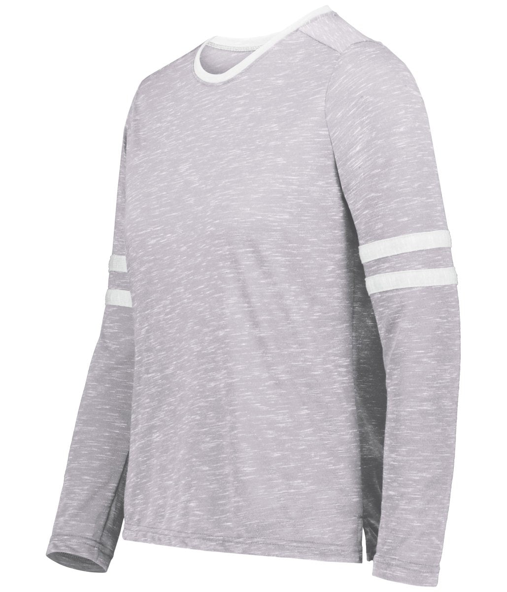 Holloway Girls Monterey Long Sleeve Tee 223346 ATHLETIC HEATHER/WHITE S