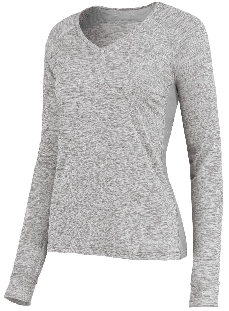 Holloway Ladies Electrify Long Sleeve Tee Powered by Coolcore® 222770 ATHLETIC GREY HEATHER S