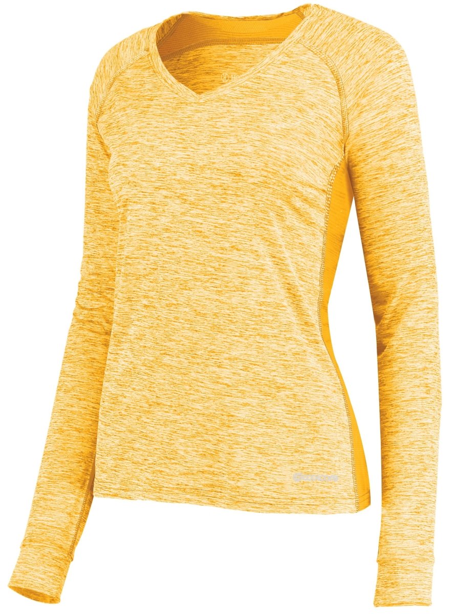 Holloway Ladies Electrify Long Sleeve Tee Powered by Coolcore® 222770 GOLD HEATHER S