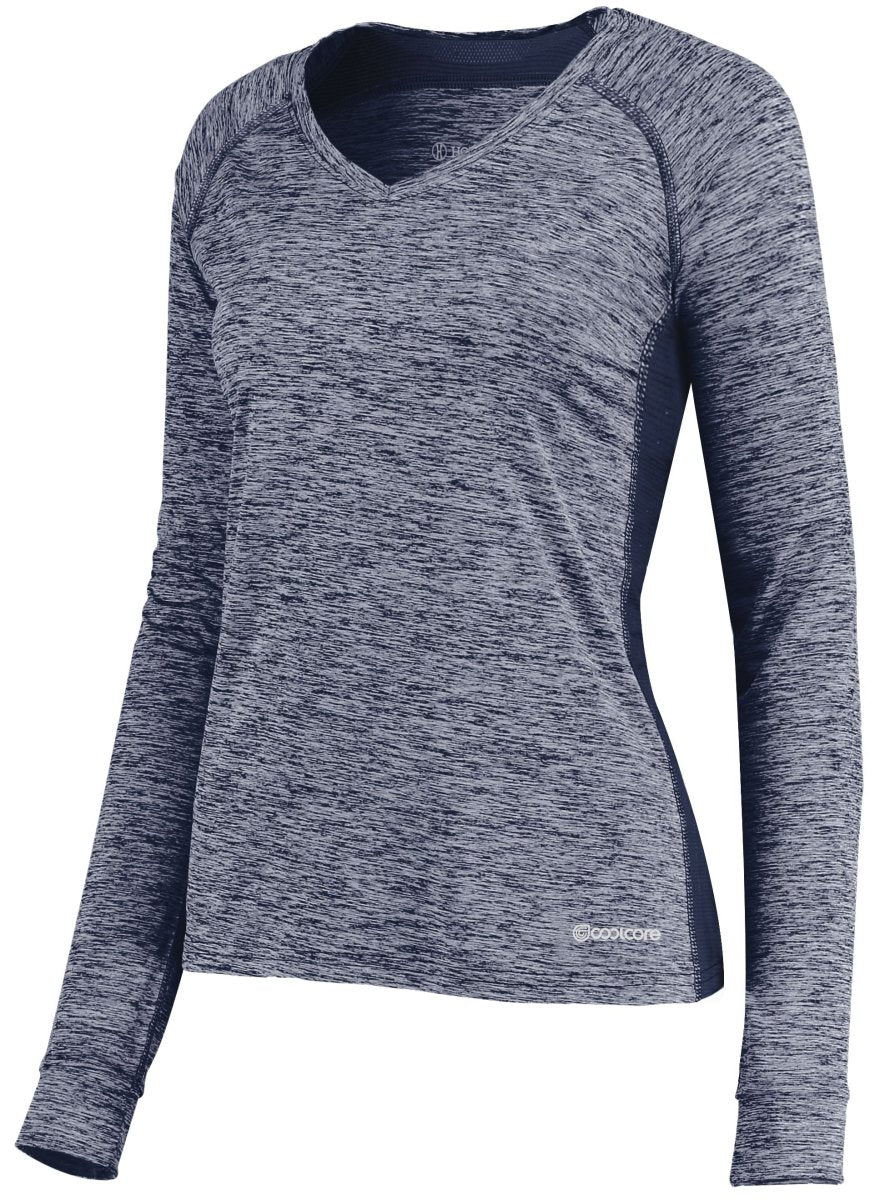 Holloway Ladies Electrify Long Sleeve Tee Powered by Coolcore® 222770 NAVY HEATHER S