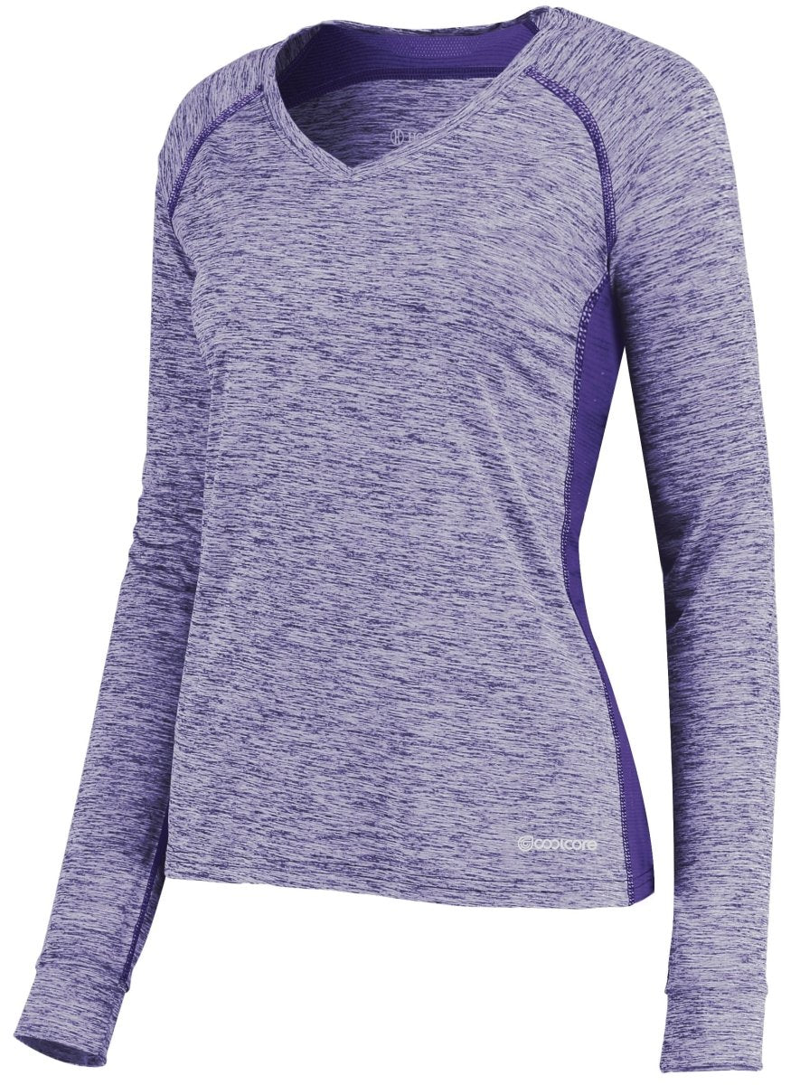 Holloway Ladies Electrify Long Sleeve Tee Powered by Coolcore® 222770 PURPLE HEATHER S