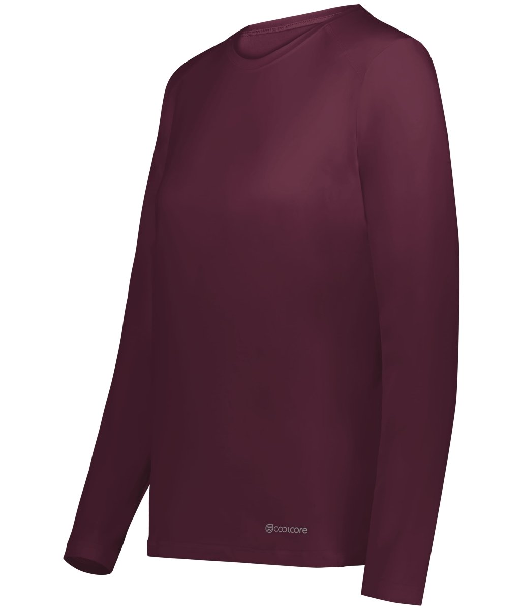 Holloway Ladies Essential Long Sleeve Tee Powered by Coolcore® 222338 MAROON (HLW) S