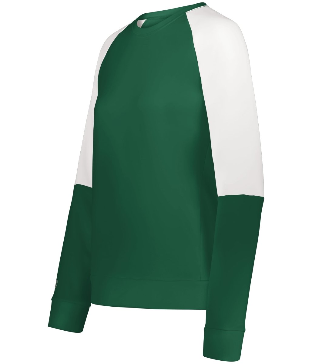 Holloway Ladies Momentum Team Fleece Crew 223725 DARK GREEN/WHITE S