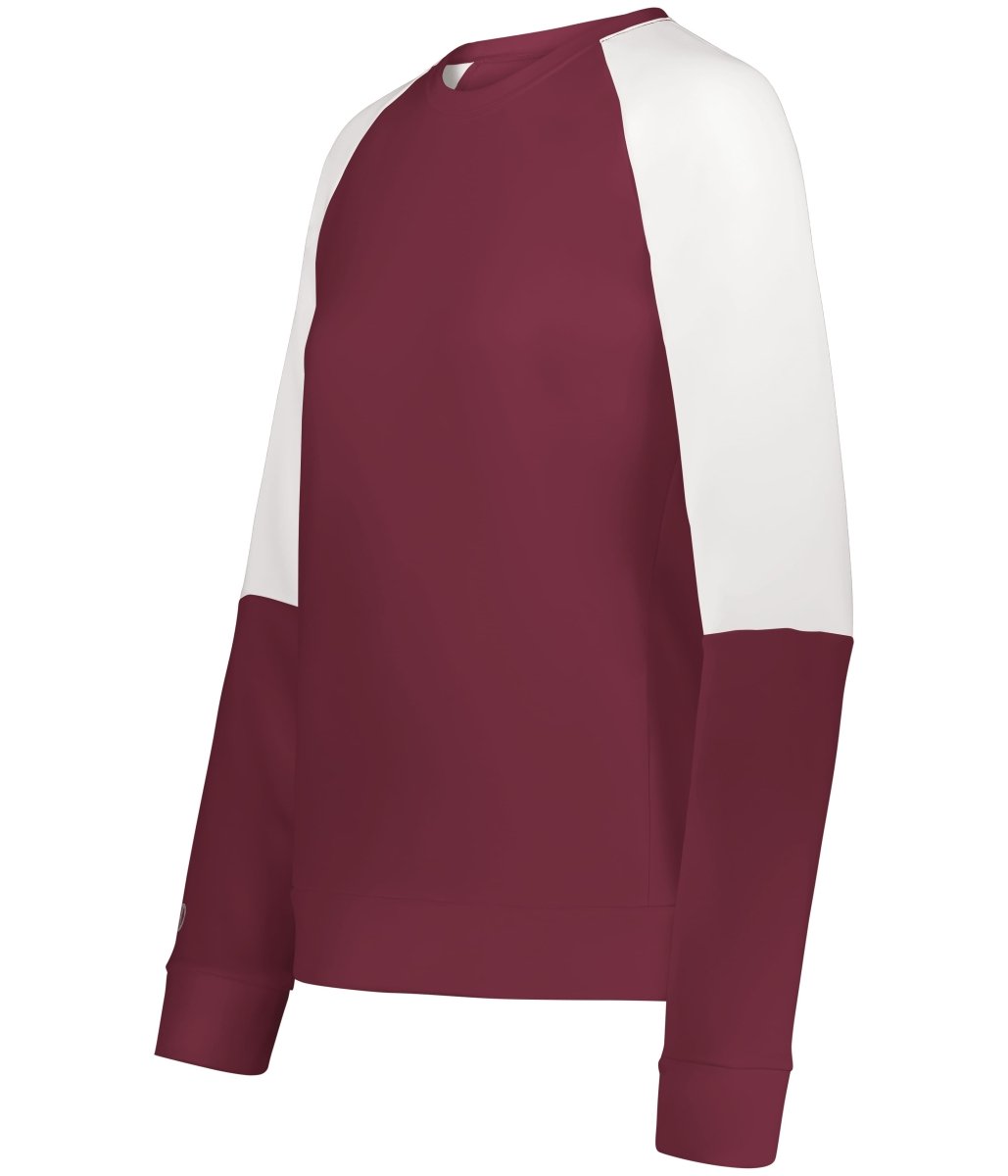 Holloway Ladies Momentum Team Fleece Crew 223725 MAROON/WHITE S