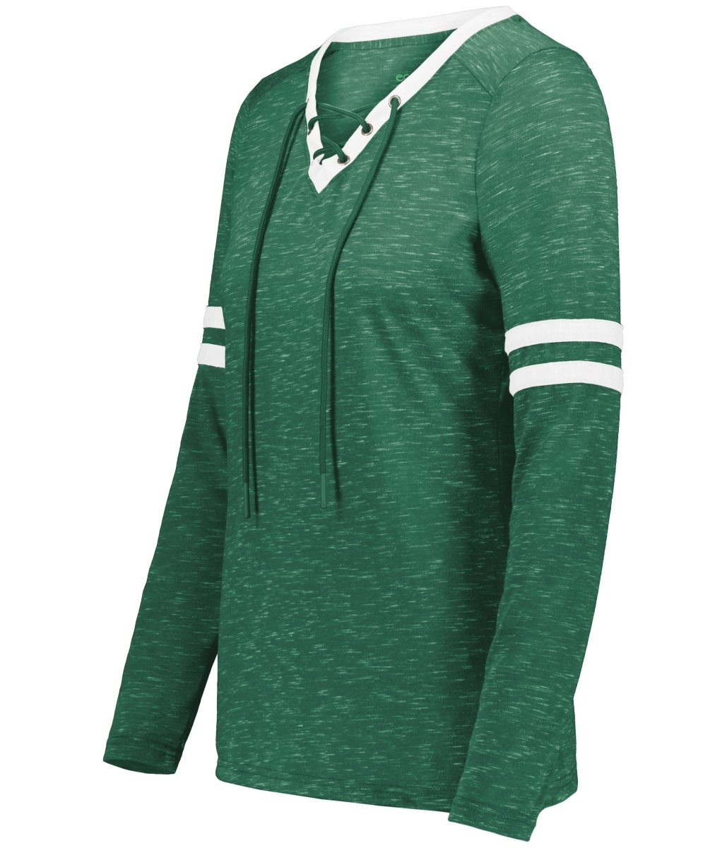 Holloway Ladies Monterey Long Sleeve Tee 223246 DARK GREEN HEATHER/WHITE S