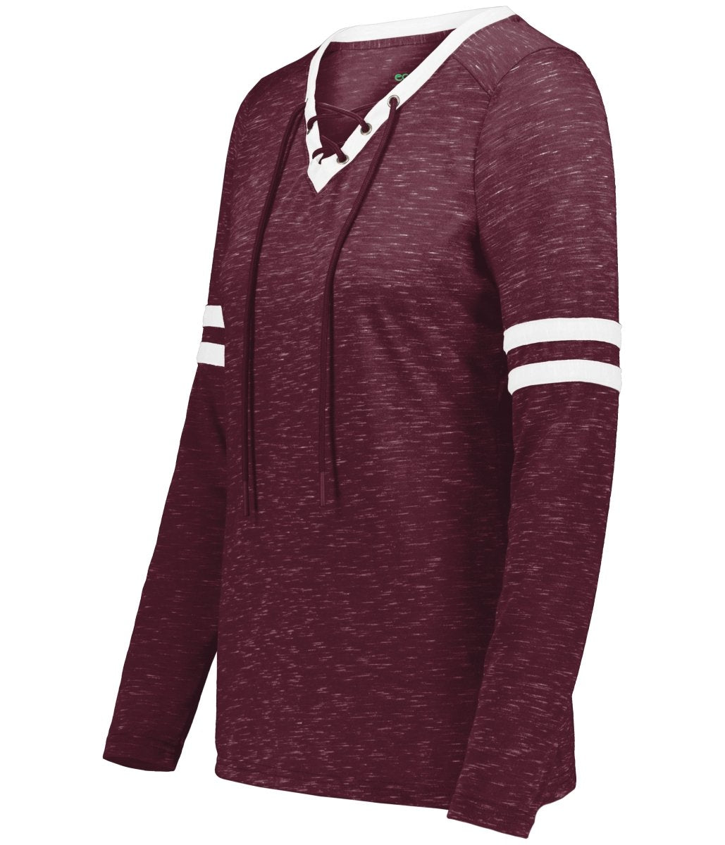 Holloway Ladies Monterey Long Sleeve Tee 223246 MAROON HEATHER/WHITE S