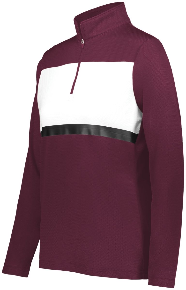 Holloway Ladies Prism Bold 1/4 Zip Pullover 222791 MAROON/WHITE S