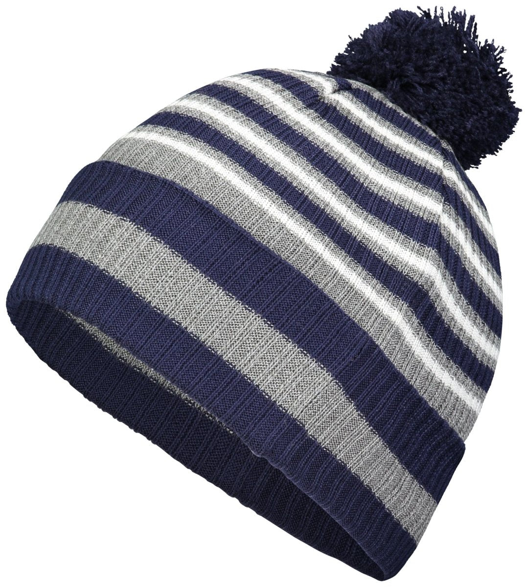 Holloway Spirit Pom Beanie 223815 NAVY/HEATHER GREY/WHITE OS