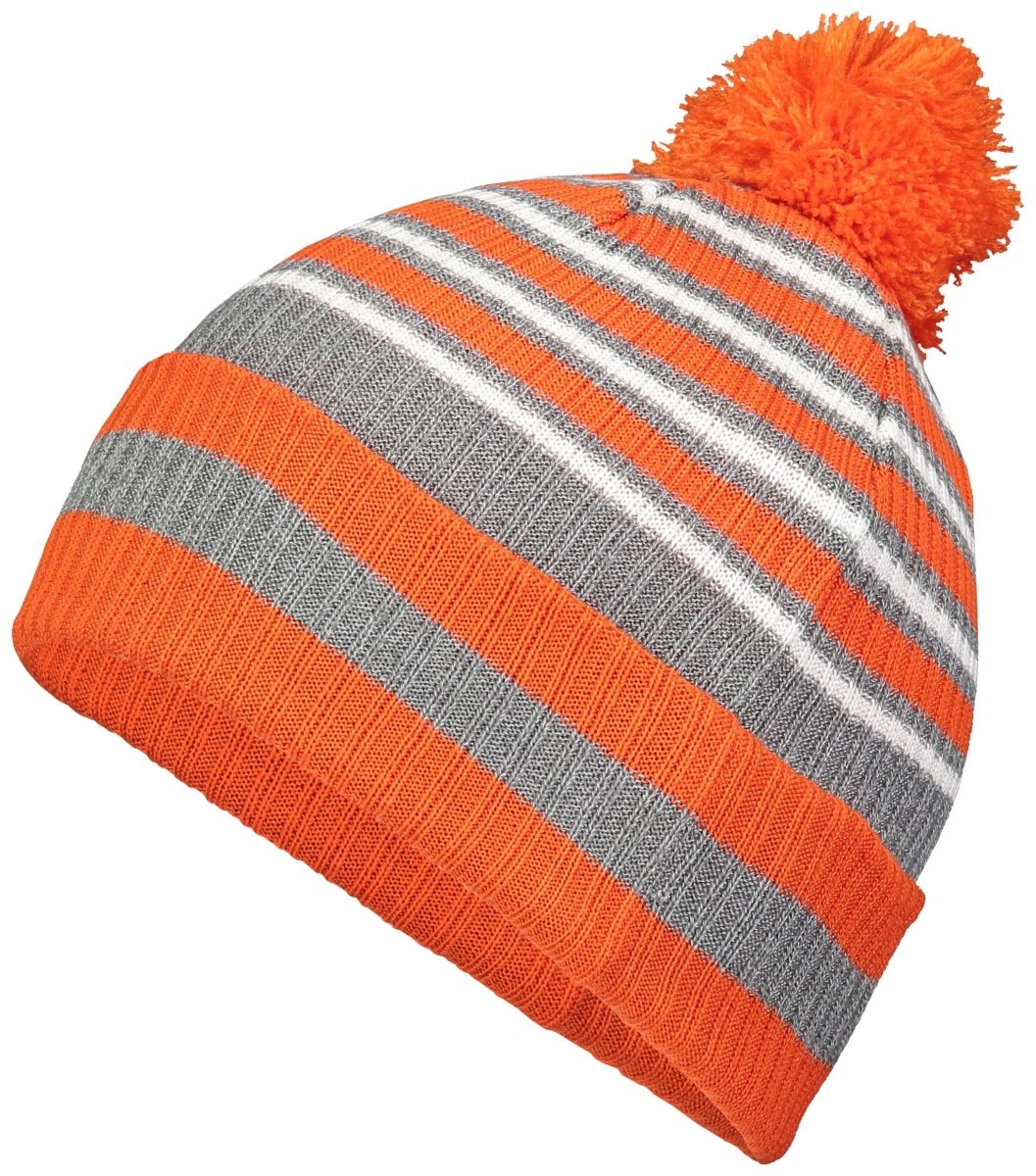 Holloway Spirit Pom Beanie 223815 ORANGE/HEATHER GREY/WHITE OS