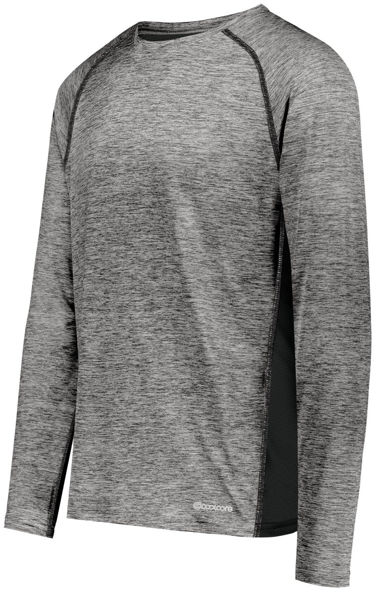 Holloway Youth Electrify Long Sleeve Tee Powered by Coolcore® 222670 BLACK HEATHER S