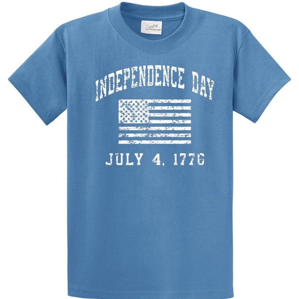 Independence Day 4th of July - Cotton T-Shirts - Regular, Big and Tall Colonial Blue 2XLT Short Sleeve T-Shirts