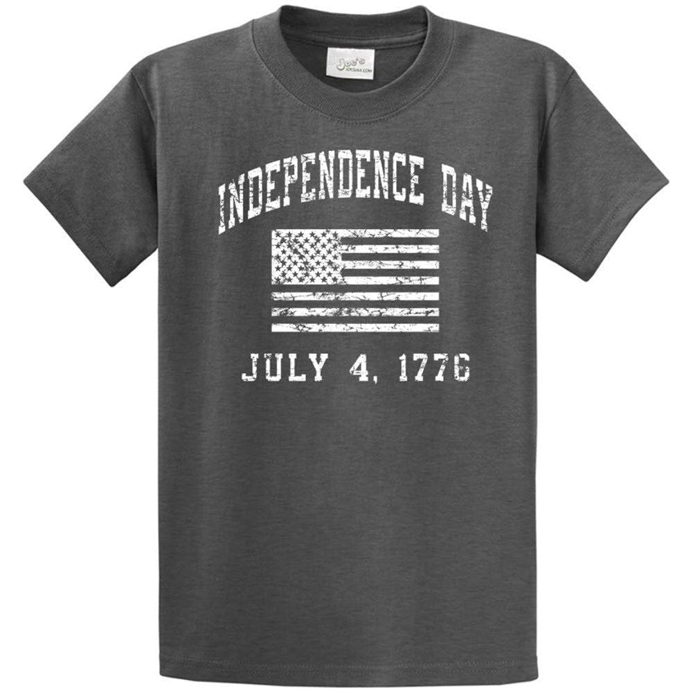 Independence Day 4th of July - Cotton T-Shirts - Regular, Big and Tall Dark Heather Grey 2XL Short Sleeve T-Shirts
