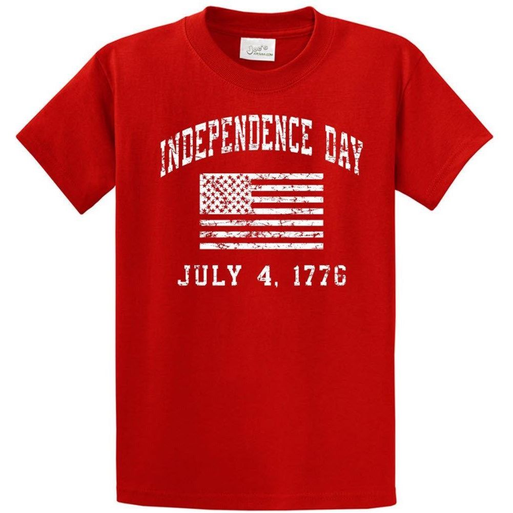 Independence Day 4th of July - Cotton T-Shirts - Regular, Big and Tall Red 6XL Short Sleeve T-Shirts