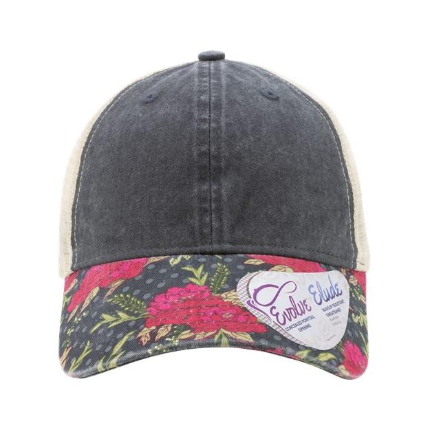 Infinity Her Women's Printed Bill with Mesh Back Cap - Infinity Her JANET Black/ Floral/ Khaki Adjustable Training Aids