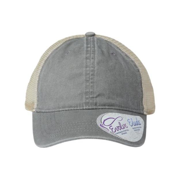 Infinity Her Women's Washed Mesh - Back Cap - Infinity Her TESS Light Grey/ Polka Dots Adjustable Hats