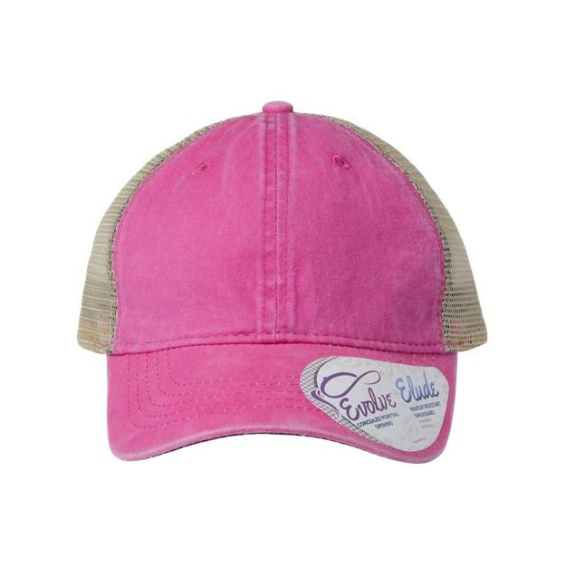Infinity Her Women's Washed Mesh - Back Cap - Infinity Her TESS Rose/ Polka Dots Adjustable Hats