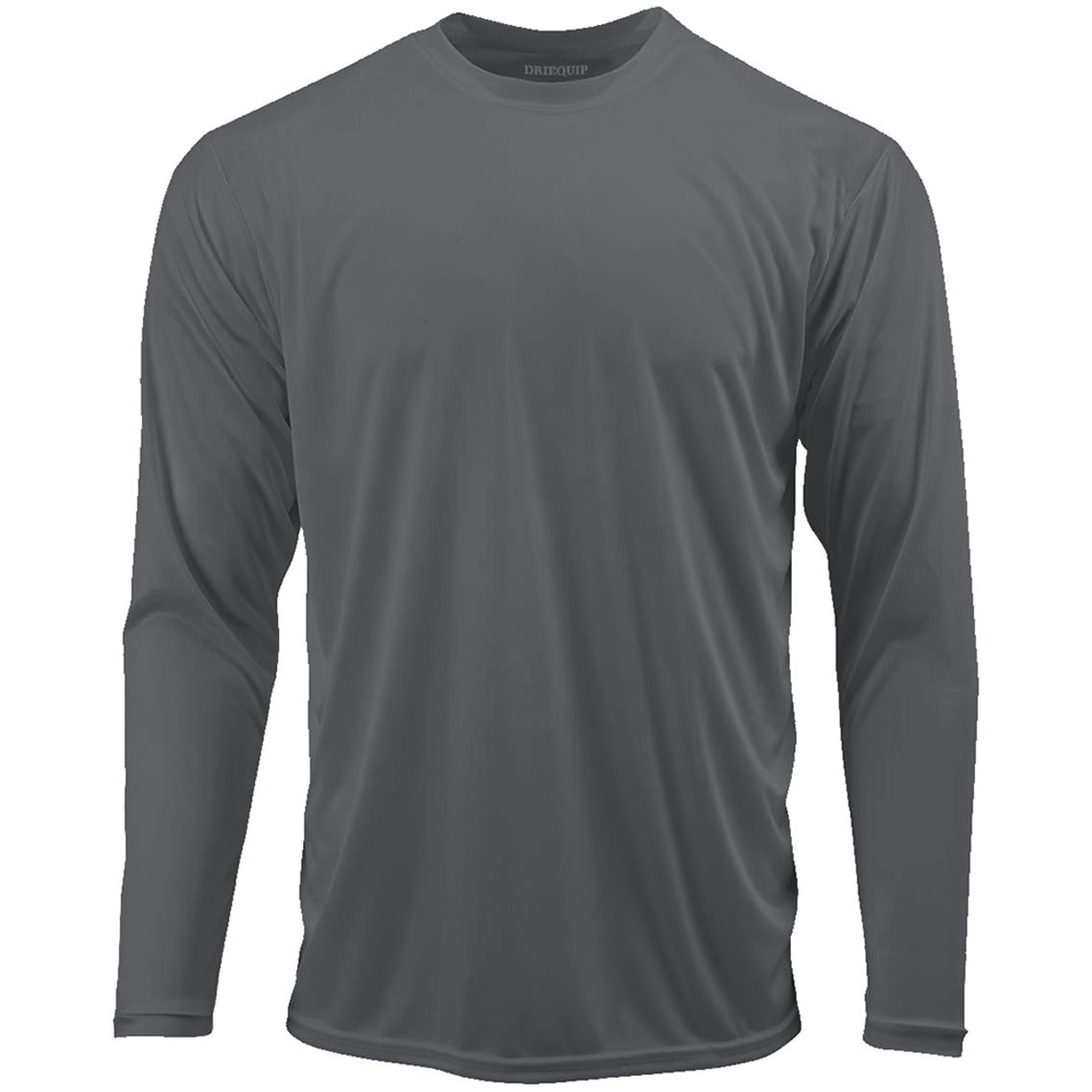 Mens Long Sleeve Moisture Wicking Athletic Shirts in Mens Sizes XS-4XL - Iron Grey Activewear DRI-EQUIP Iron Grey X-Small