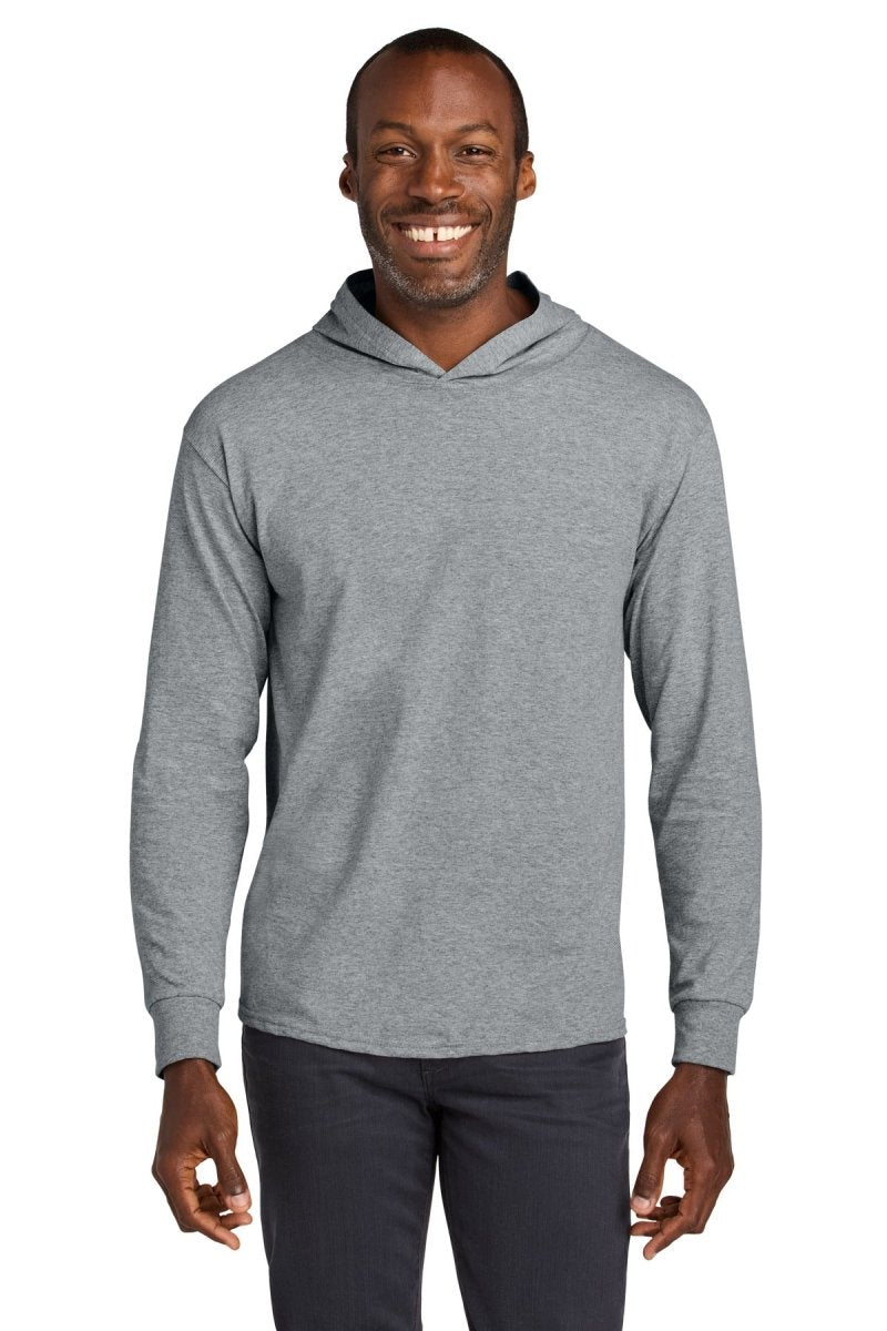 Jerzees Classics ™ Unisex Cotton Long Sleeve Hooded T-Shirt 363LH - Jerzees 363LH Athletic Heather S Hoodies