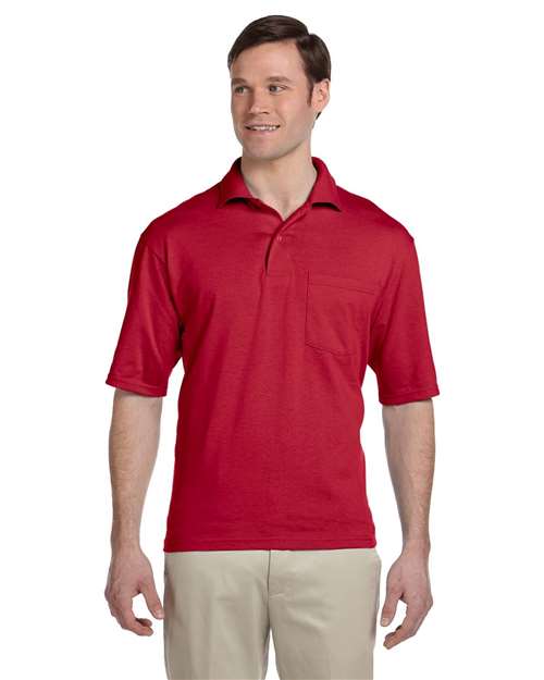 JERZEES Men's SpotShield® 50/50 Polo with Pocket - JERZEES 436MPR True Red S