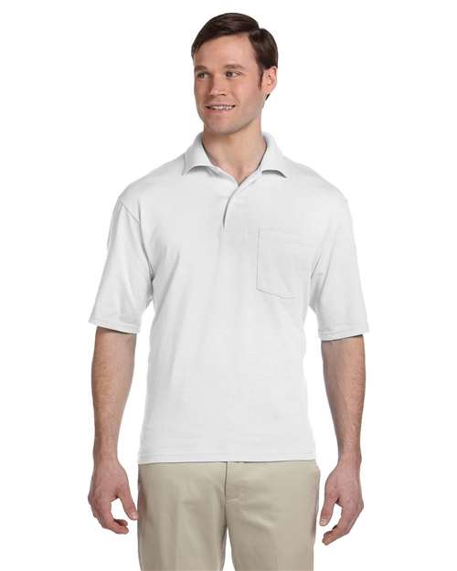 JERZEES Men's SpotShield® 50/50 Polo with Pocket - JERZEES 436MPR White S