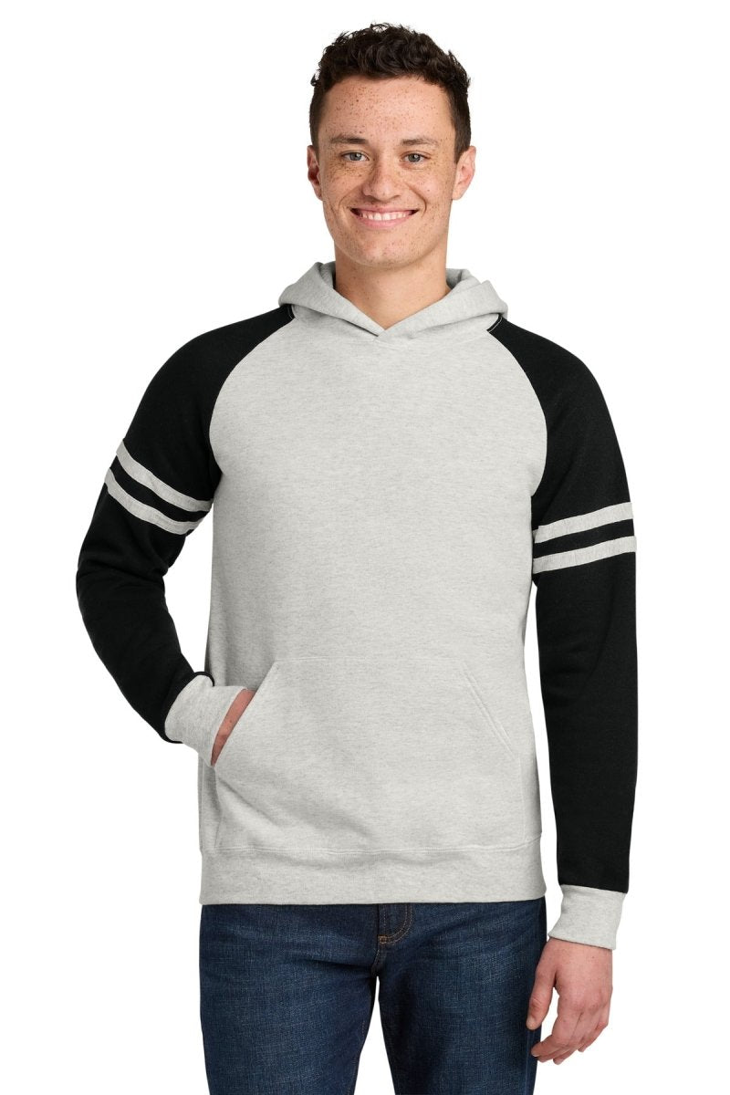 Jerzees ® Unisex NuBlend ® Varsity Colorblock Hooded Sweatshirt 97C - Jerzees 97C Oatmeal Heather/ Black Ink S Sweatshirts/Fleece