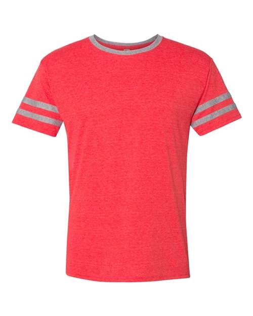 JERZEES Unisex Triblend Varsity Ringer T-Shirt - JERZEES 602MR Fiery Red Heather/ Oxford S Short Sleeve T-Shirts
