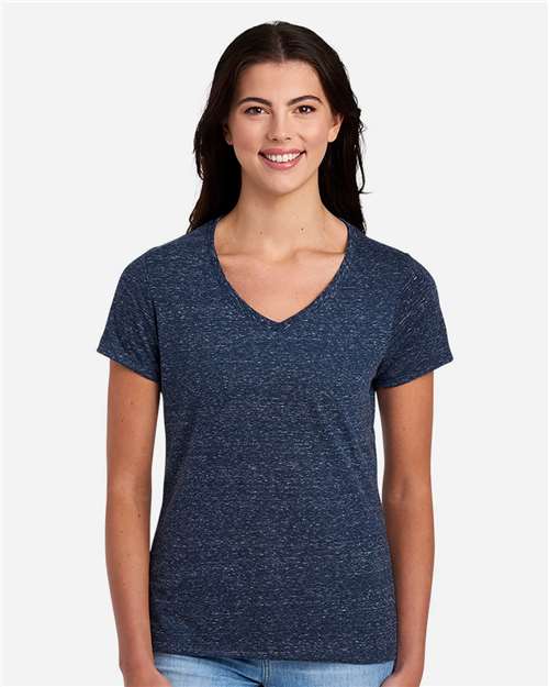 JERZEES Women's Snow Heather Jersey V - Neck T-Shirt - JERZEES 88WVR Navy S Short Sleeve T-Shirts