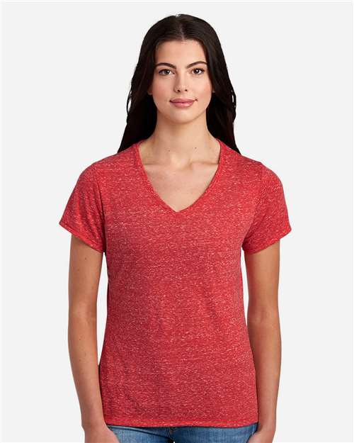 JERZEES Women's Snow Heather Jersey V - Neck T-Shirt - JERZEES 88WVR Red S Short Sleeve T-Shirts