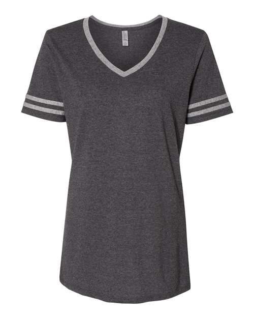 JERZEES Women's Varsity Triblend V - Neck T-Shirt - JERZEES 602WVR Black Heather/ Oxford S Short Sleeve T-Shirts