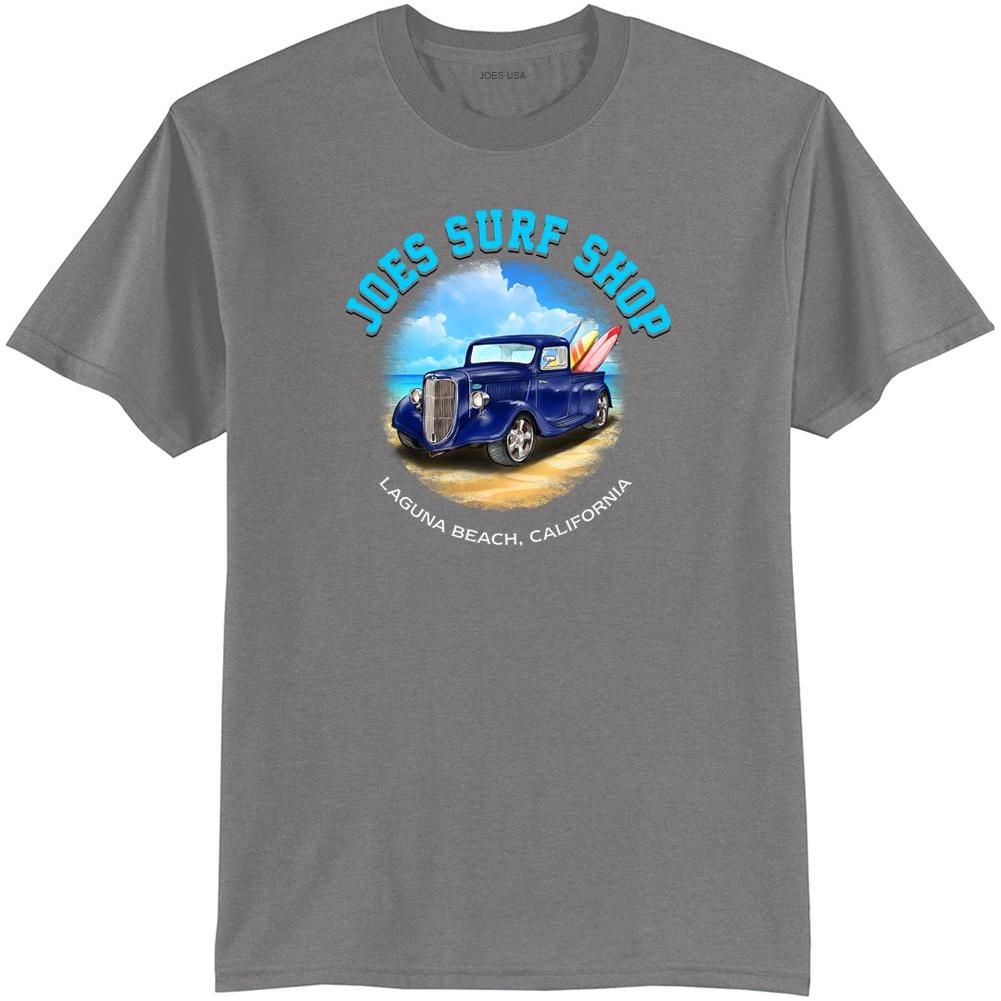 Joe's Surf Truck Design 50/50 Cotton Poly T-Shirts in Regular, Big and Tall Medium Grey 2X - Large Tall Short Sleeve T-Shirts