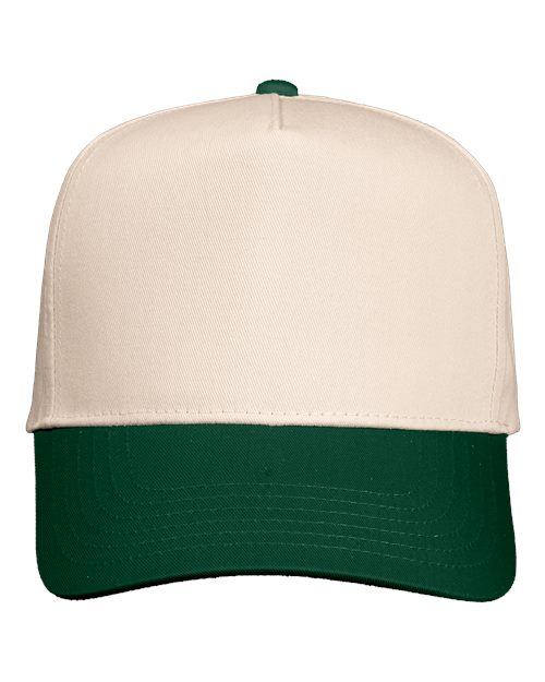 Joe's USA 5 Panel, Mid Profile Baseball Cap | Joe's USA J88069 Natural/ Forest Caps
