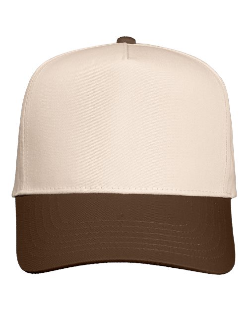 Joe's USA 5 Panel, Mid Profile Baseball Cap | Joe's USA J88069 Natural/Brown Caps