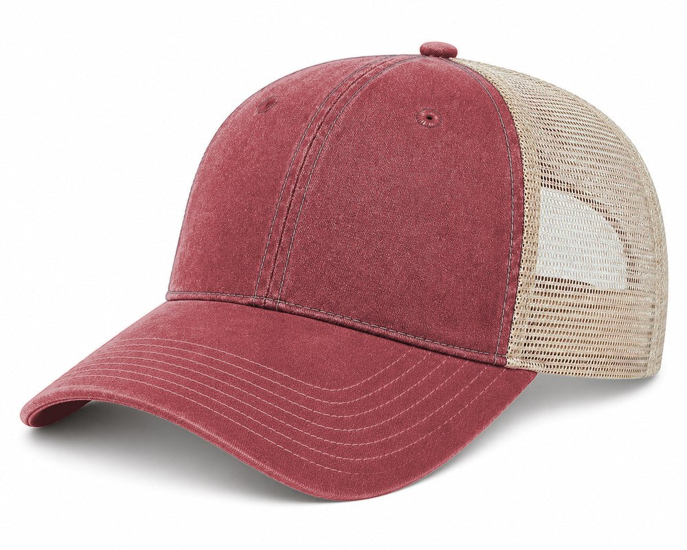Joe's USA BTA Backroads Trucker Cap Light Maroon/Stone Side