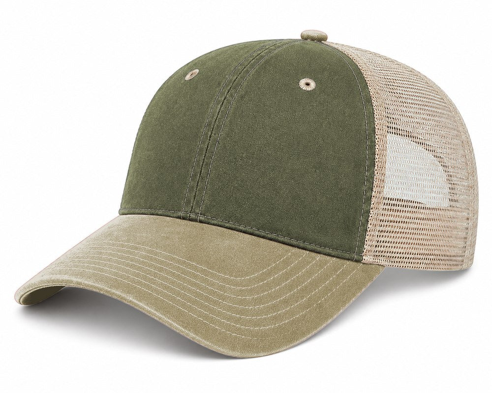 Joe's USA BTA Backroads Trucker Cap Olive/Khaki/Stone Side