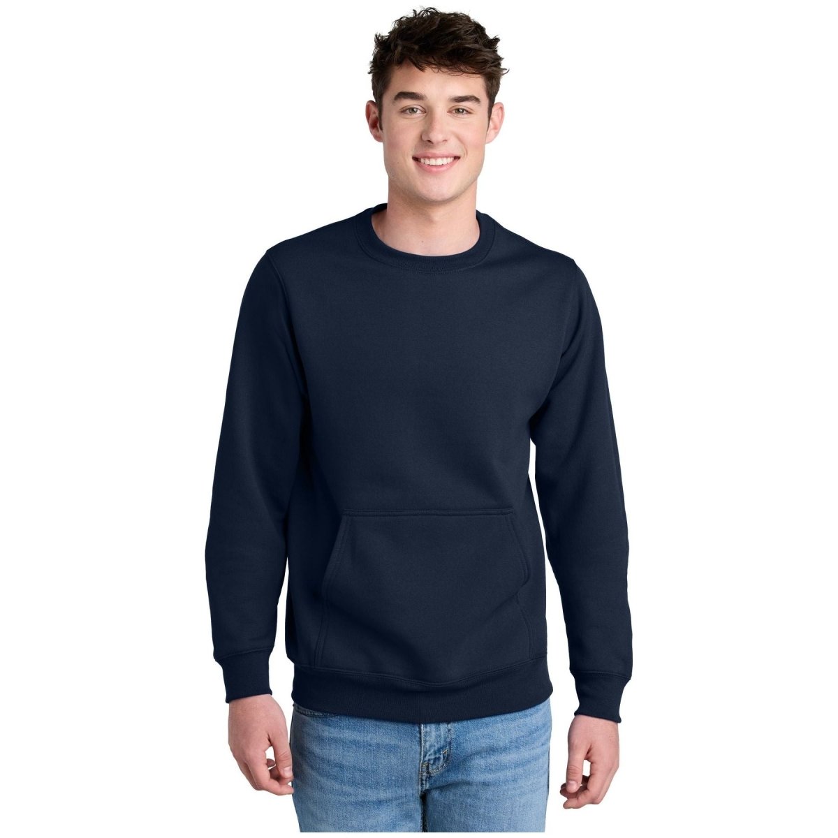 Joe's USA Core Fleece Crewneck Pocket Sweatshirt True Navy S Crewneck Sweatshirts