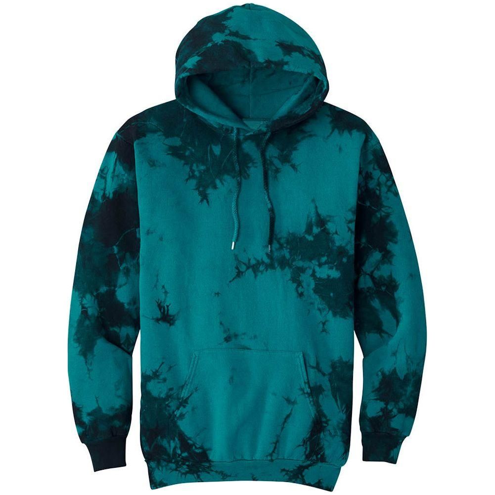 Joe's USA Crystal Tie - Dye Pullover Hoodie Teal Small