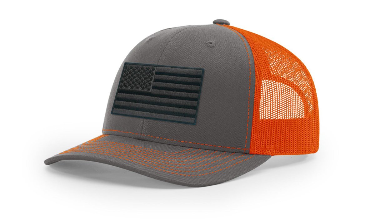 Joe's USA Flag Snapback Trucker Cap Black/Grey USA Flag Charcoal / Orange Hats