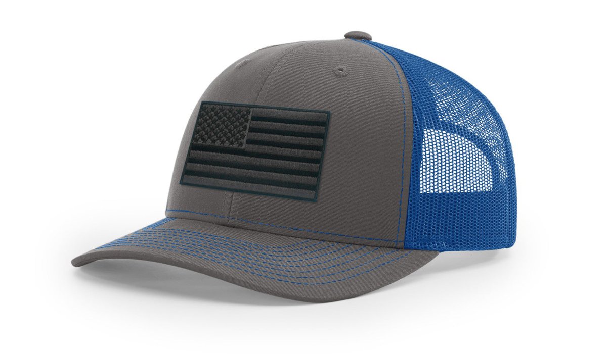 Joe's USA Flag Snapback Trucker Cap Black/Grey USA Flag Charcoal / Royal Blue Hats