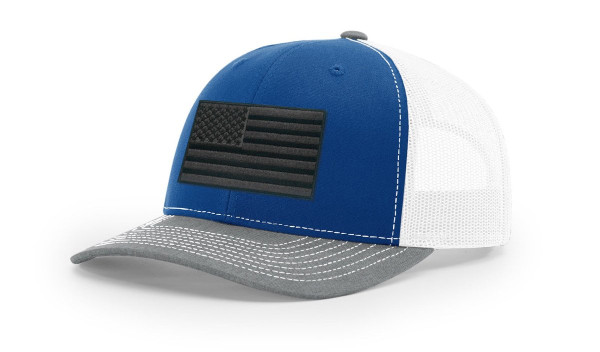Joe's USA Flag Snapback Trucker Cap Black/Grey USA Flag Royal Blue / White / Heather Grey Hats